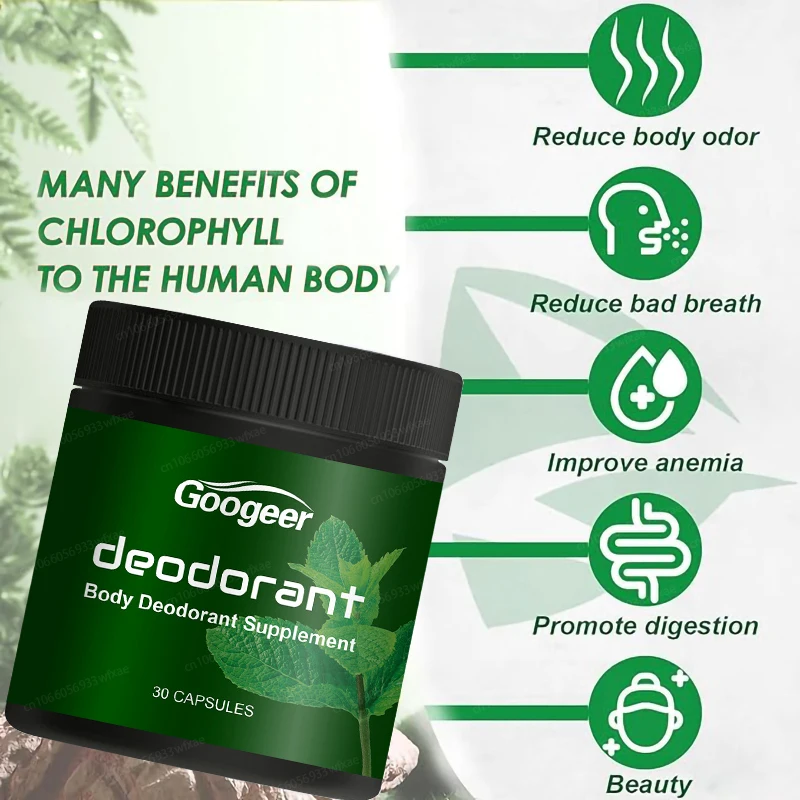 Body Odor Eliminator Capsules Underarm Care Reduce Bad Breath Chlorophyl Capsules Gut Health Skin Care