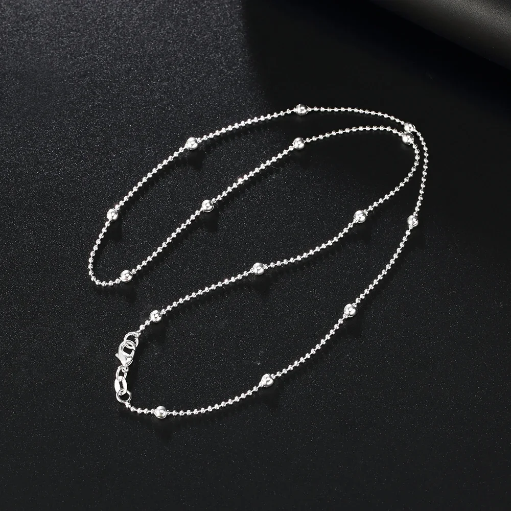 40–60 cm lange Halskette aus 925er-Sterlingsilber, feine Perlenkette für Damen, hochwertiger Modeschmuck, Weihnachtsgeschenke