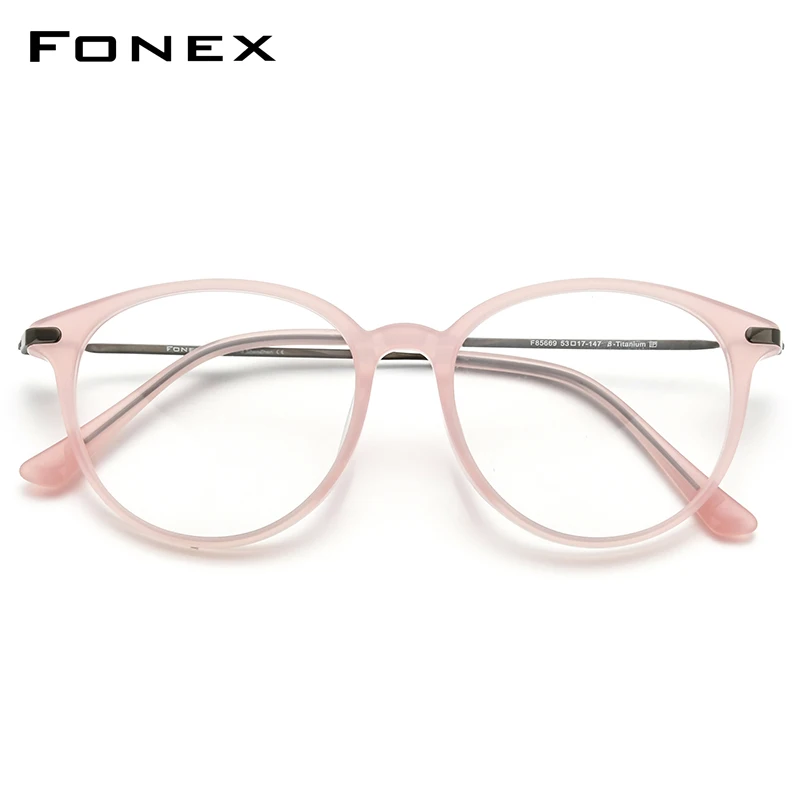 FONEX Acetate Titanium Glasses Frame Women Brand Design Vintage Retro Round Eyeglasses Men Spectacles Japanese Eyewear 85669 eyeglasses frames eyewear frames women glasses fashion eyeglasses