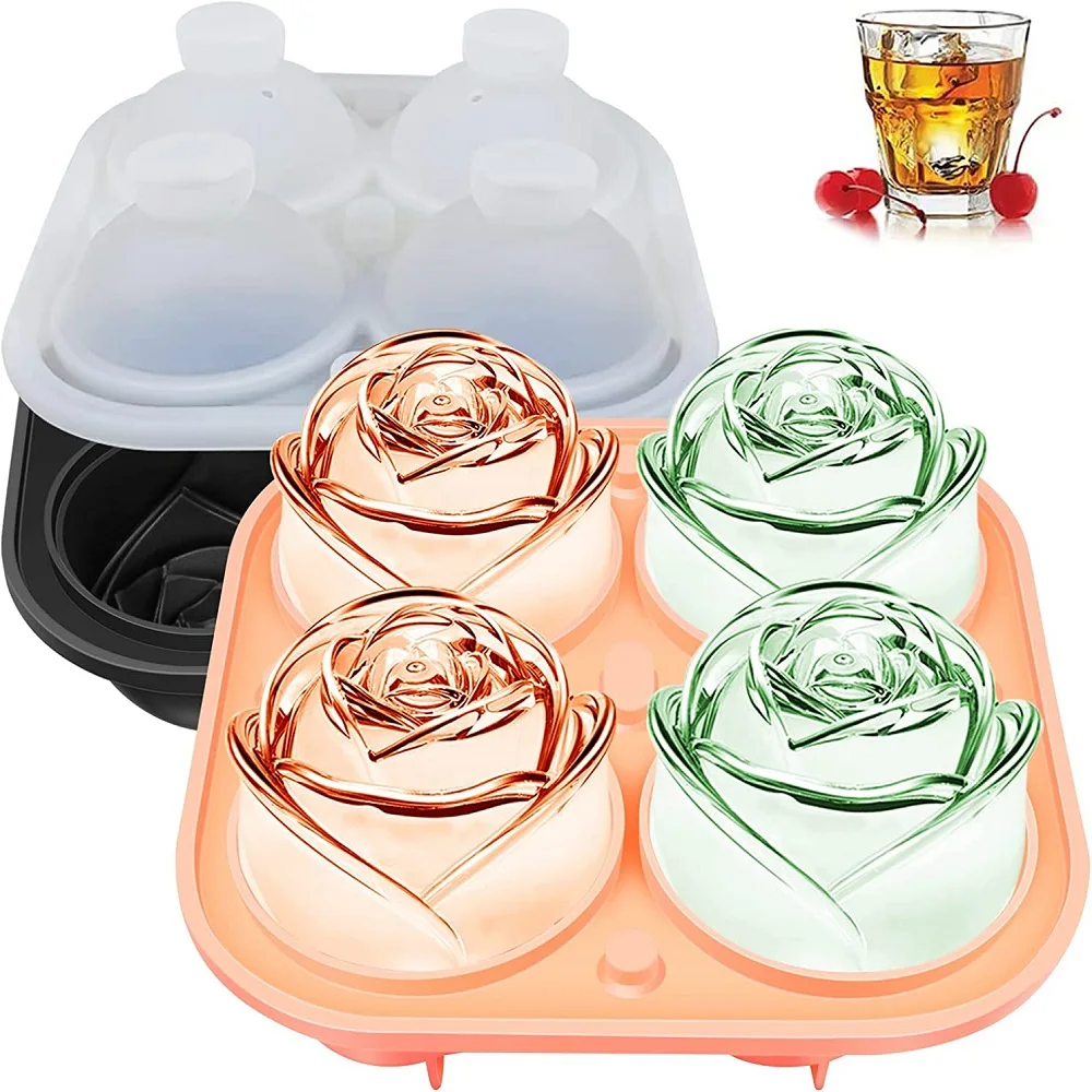 3D Rose Ice Molds 2.5 Inch, Large Ice Cube Trays, Make 4 Giant Cute Flower  Shape Ice, Silicone Rubber DIY Fun Big Ice Ball Maker - AliExpress