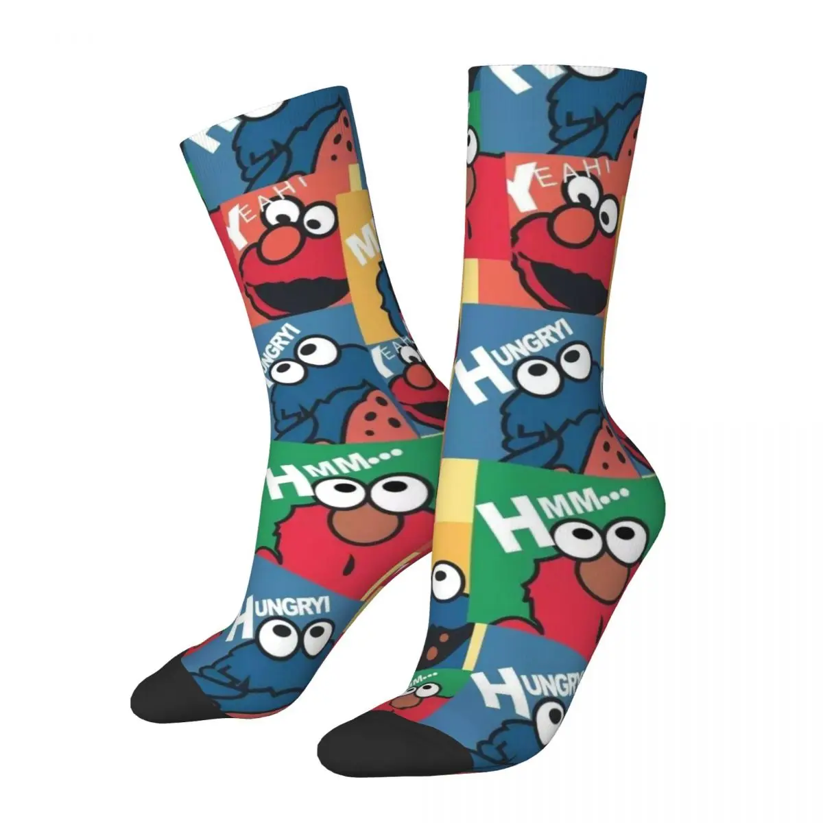 

Sesame Street Elmo And Cookie Monster Funny Socks for Women Men Novelty Street Style Crazy Spring Summer Socks Gifts