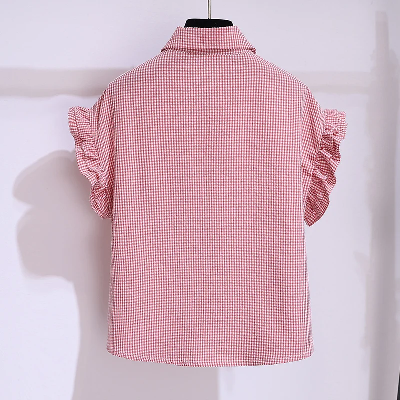 Girls Students Shirts for Children School Uniform Short Sleeve Toddlers Girls Plaid Blouses Summer Baby Clothes Tops 6 8 10 12 Y