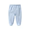 Infant Newborn Baby Boy Girls Pants 100% Cotton Pantihose Foot Binding Solid Color Trousers 0-12 Months 2