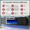 70" Floating Fireplace TV Stand, Wall Mounted Entertainment Center with 36" Electric Fireplace, Modern LED Light TV Console, Fl 3