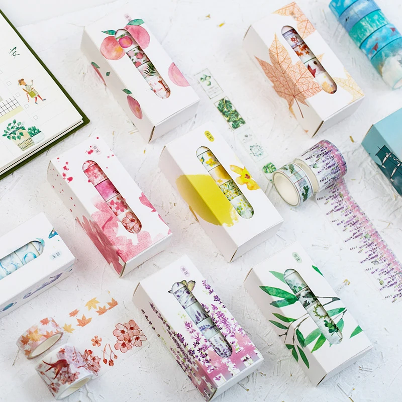 5 개/상자 과일 식물 Washi 테이프 스크랩북 용품 Washitape 꽃 일기 장식 Cinta Adhesiva Decorativa Washi 테이프