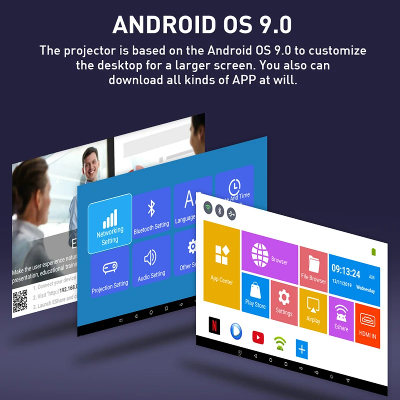 SmartIdea 3D 4K Phone Size HD Projector AC3 Android WiFi DLP Smart Proyector Beamer BT Battery Build-in AirPlay Miracast