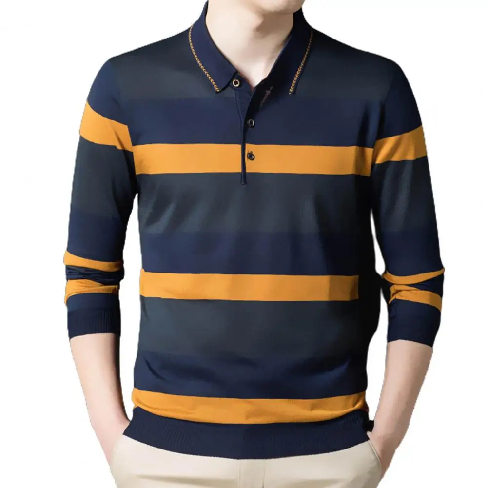 

Korean Fashion Men Polo Shirts Spring Autumn New T-shirt Streetwear Business Casual Loose Long Sleeve Slim Top