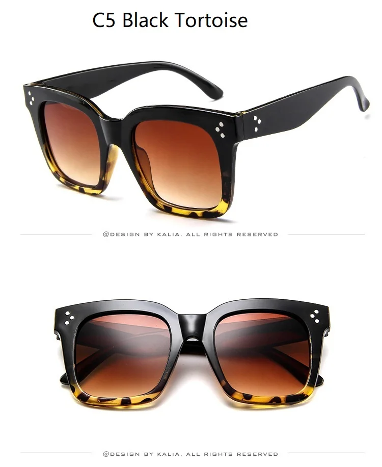 New Fashion Luxury Brand Square Sunglasses Women Vintage Oversize Sun Glasses Female Big Frame Shades Black Lady UV400 big sunglasses for women