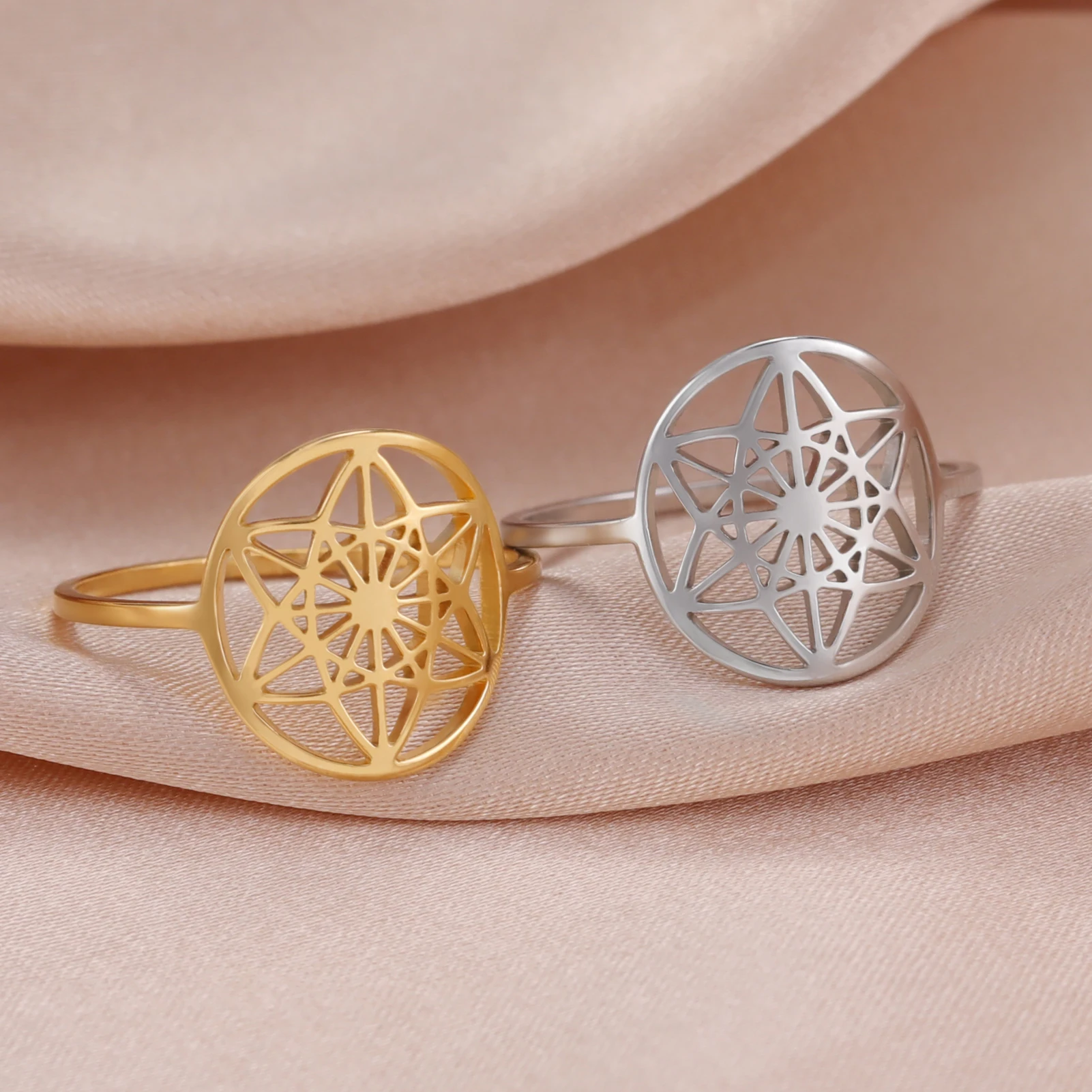 Skyrim Sacred Geometry Vector Equilibrium Ring Women Stainless Steel ...
