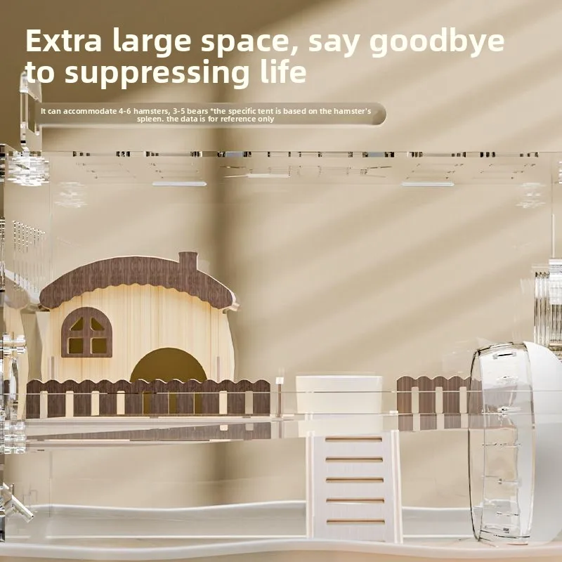 Large Acrylic Hamster Cage Transparent Double-Layer Habitat Villa for Syrian Hamsters, Ideal Starter Home for Winter rabbit