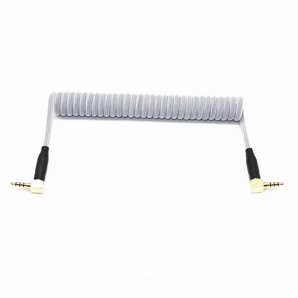 

TRRS Spring Coiled Cable for Split Mechanical Keyboard RODE Sc7 By VIDEOMIC GO Video Micro-type Mics Audio Cord Angle Cables
