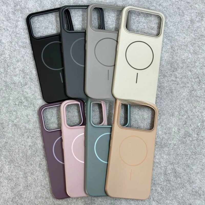 Magnetic Solid Color Liquid Silicone Shockproof Phone Case