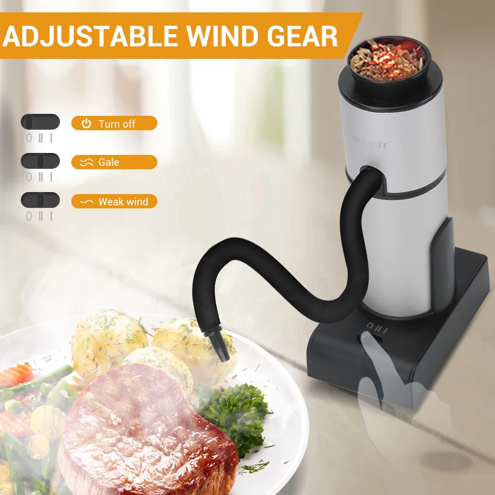 BORUIT BBQ Grill Smoker Cold Smoke Generator Salmon Fish Bacon Meat Smoker Food Smoking Gun Kitchen Cooking Barbecue Tool