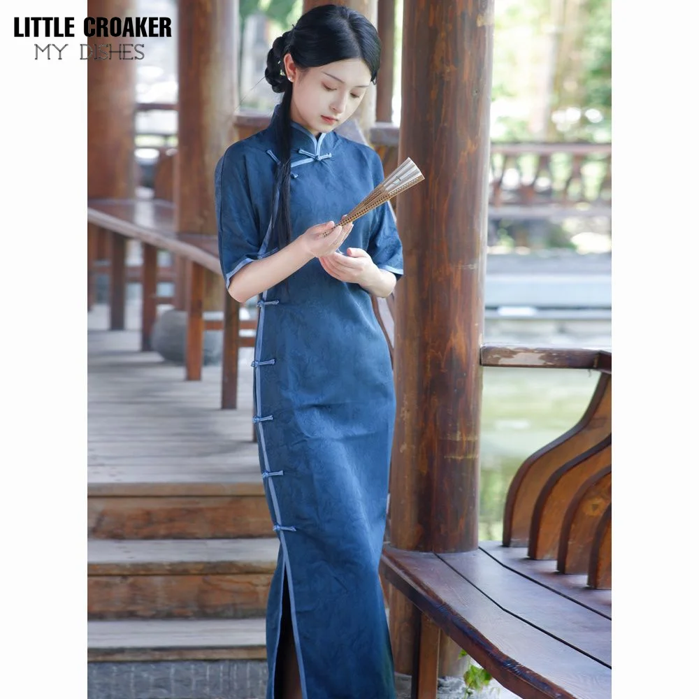 

Women New Chinese Style Women's Clothing Qipao Zen Tea Clothing Women's 2023 Spring/summer Buckle Hanfu Improved Cheongsam Dress