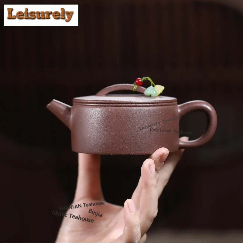 200ml Aesthetic Yixing Purple Clay Teapots Handmade Large Caliber Pot Raw Ore Peach Blossom Mud Tea Infuser Kettle Zisha Tea Set