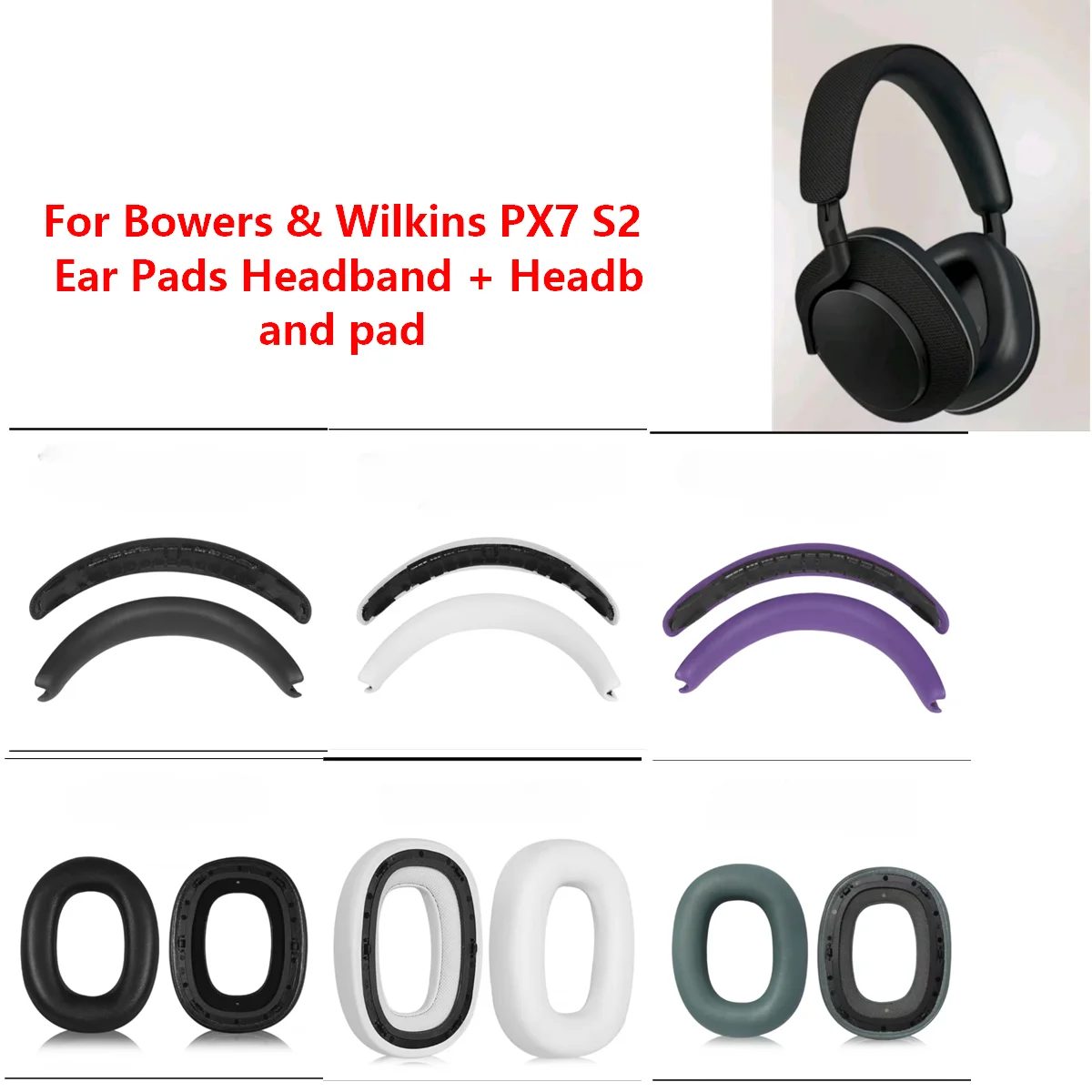 Ersatz Ohrpolster Für Bowers & Wilkins PX7 S2 / PX8 - Memory-Schaum Mit Protein-Leder, Blau