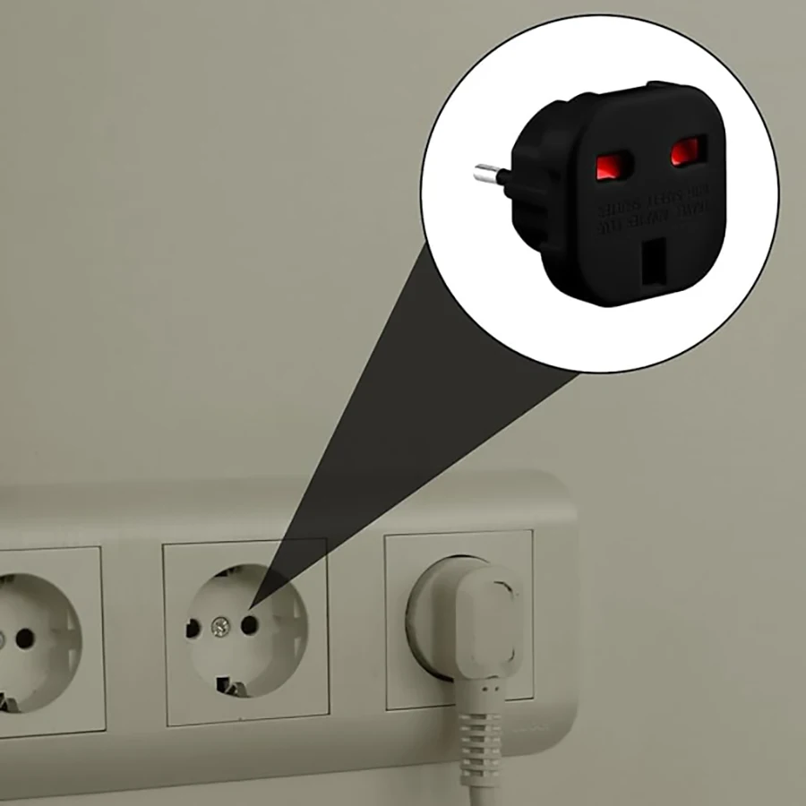 Universal UK to European Travel Plug Adapter Converter - 2 Pack