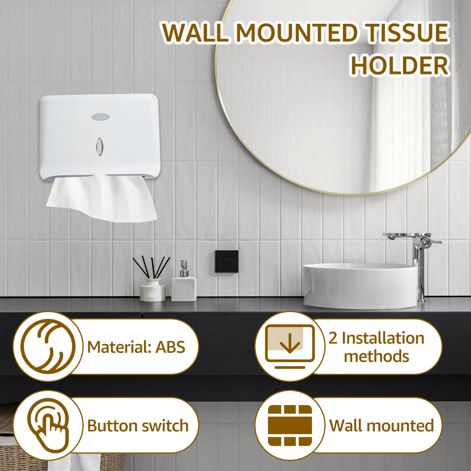 Wall Mount Toilet Paper Dispenser Punch Free Toilet Tissue Drawer Box Paper Towel Holder for Bathroom Restroom Kitchen Supplies 2