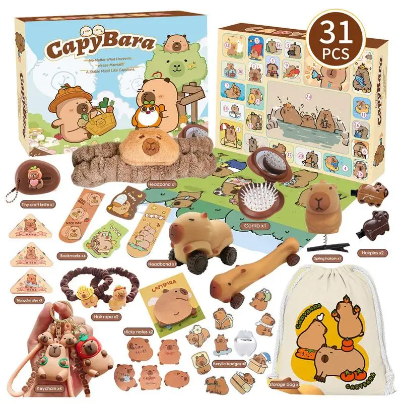 Capybara Holiday Calendar Advent Christmas Countdown Calendar 24 Days Christmas Countdown Toys Keychain Christmas Countdown Calendar Christmas Advent Calendar