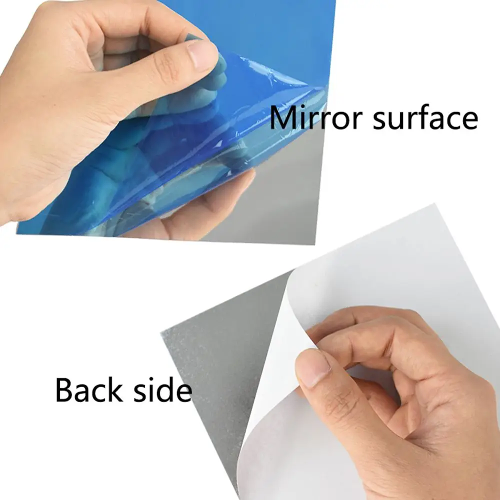 Self-adhesive Mirror Stickers Square Wall Tile Stickers Bathroom DIY Decals Home Decor Mural 10PCS