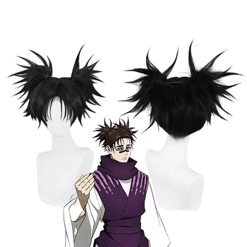 Alta qualità Anime Jujutsu Kaisen Choso Cosplay Capelli sintetici 14 pollici Doppia coda di cavallo Trecce alte Parrucca per feste quotidiane di Halloween