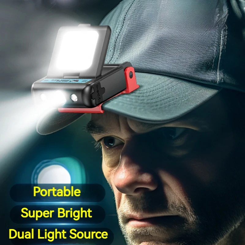 Smiling Shark TD0148 LED Headlamp Hat Cap Clip Lights Rechargeable Head Torch Headlight for Camping Fishing Night Working head flashlight