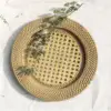 Round Rattan Charger Plate Fruit and Bread Tray Counter Food Snack Serving Tray for Bathroom Sundries Coffee Table Countertop 1