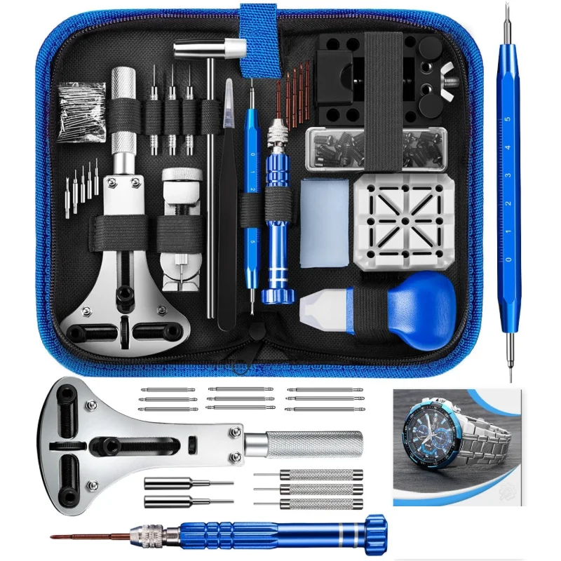 Watch Repair Kit, Professional Watch Repair Tool, Watch Battery Replacement Tool Kit 224pcs, Professional Spring Bar Tool Set, W 1