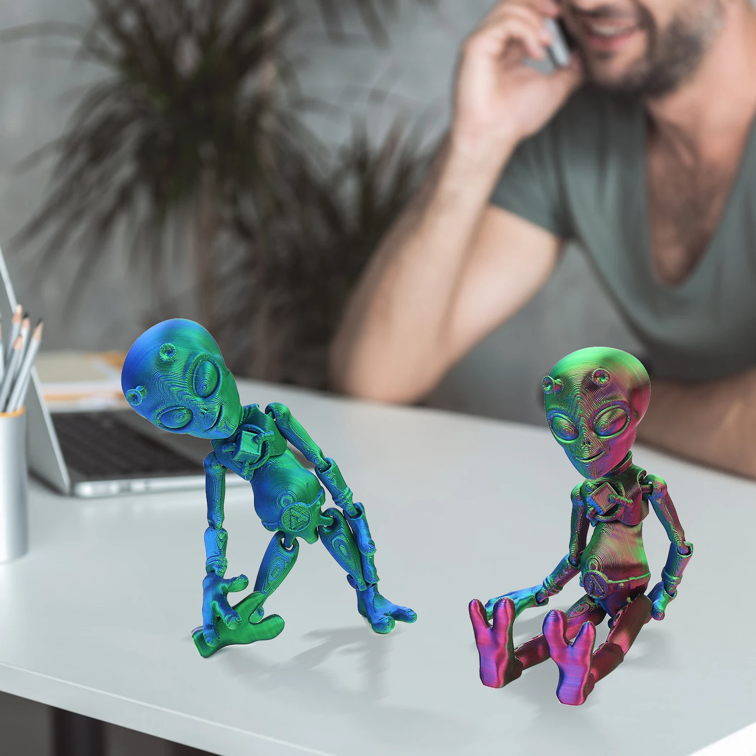 3D alien ornament with movable joints, creative Halloween, Christmas gifts, handmade holiday decorations 4