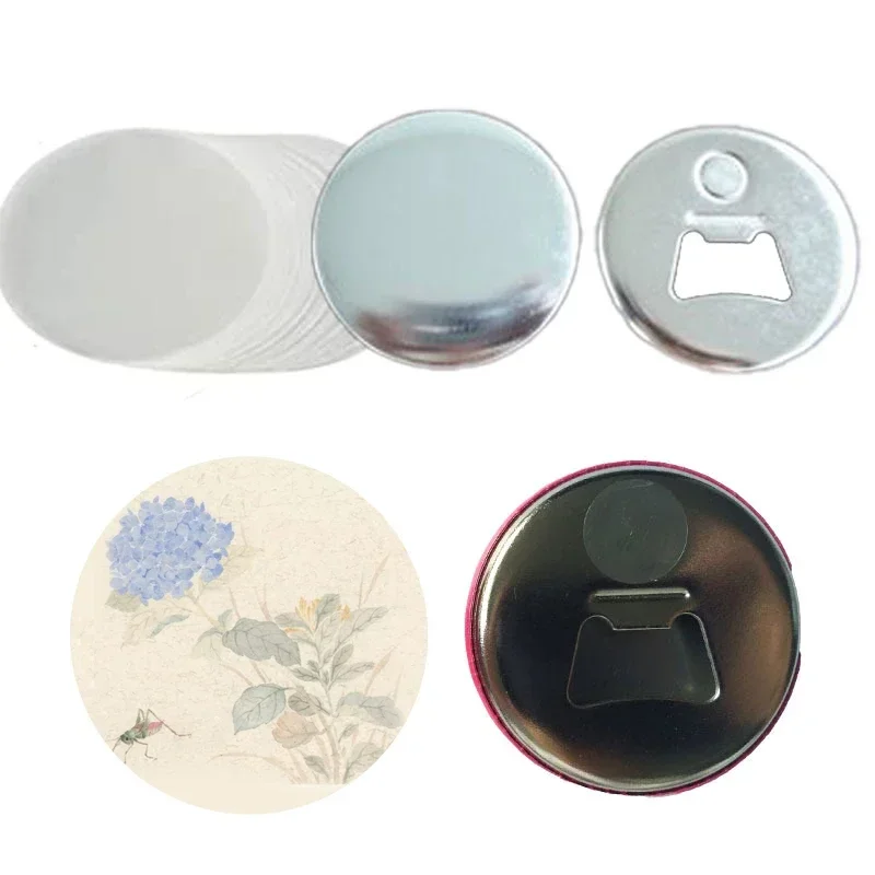 Metal Button Parts Supplies Fridge Magnet Bottle-Opener Button Maker Machine Round Pin Maker Materials badge parts button making supplies 100PCS 58mm