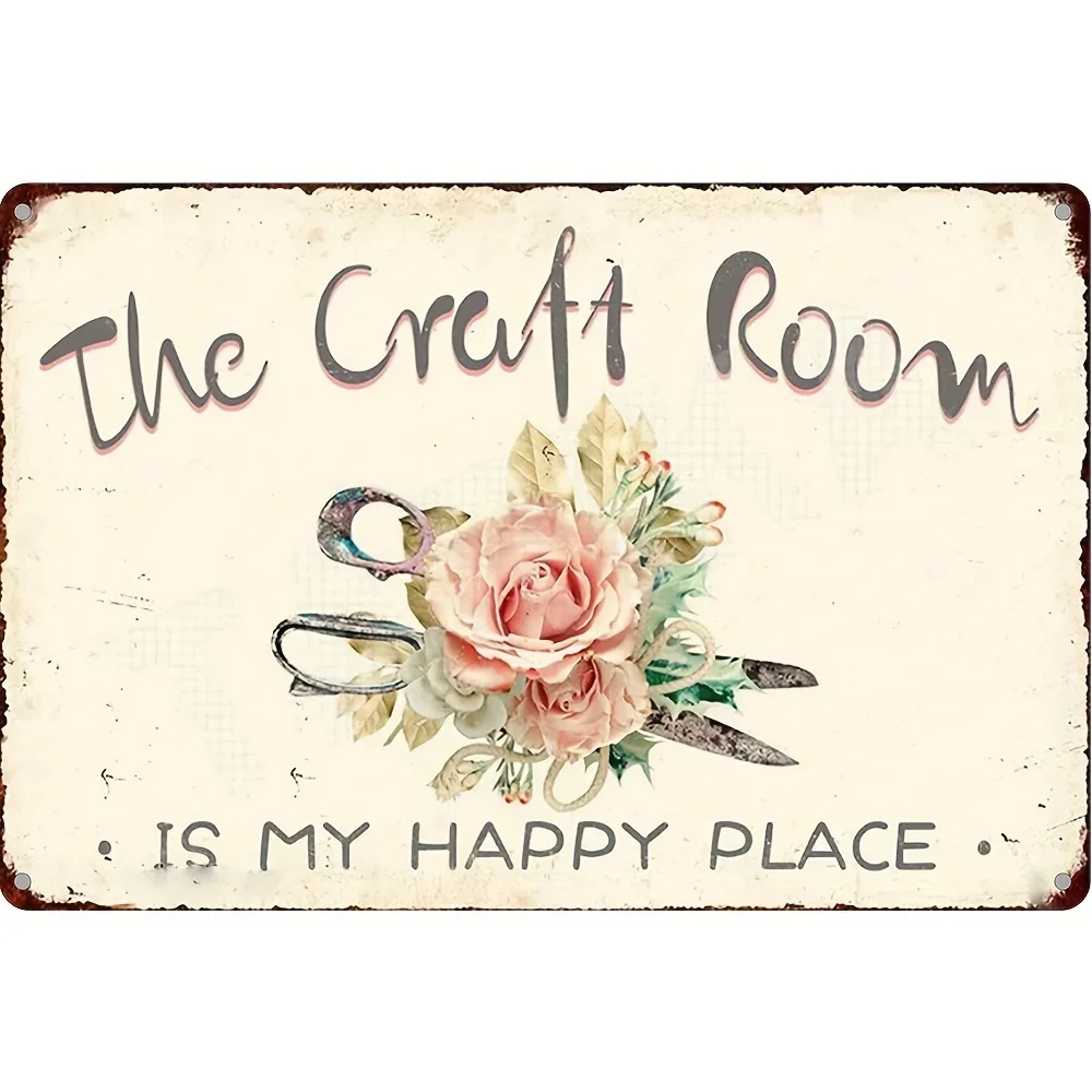 

The Craft Room Is My Happy Place "Классическая Металлическая вывеска, классический Декор таблички, подвесная табличка, стена/комната/дом/ресторан/бар/Декор