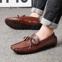 Spring Leather Shoes Casual Loafers Men's Soft Soled Brand Comfortable Flat Bottom Outdoor Walking Casual Shoes for Man