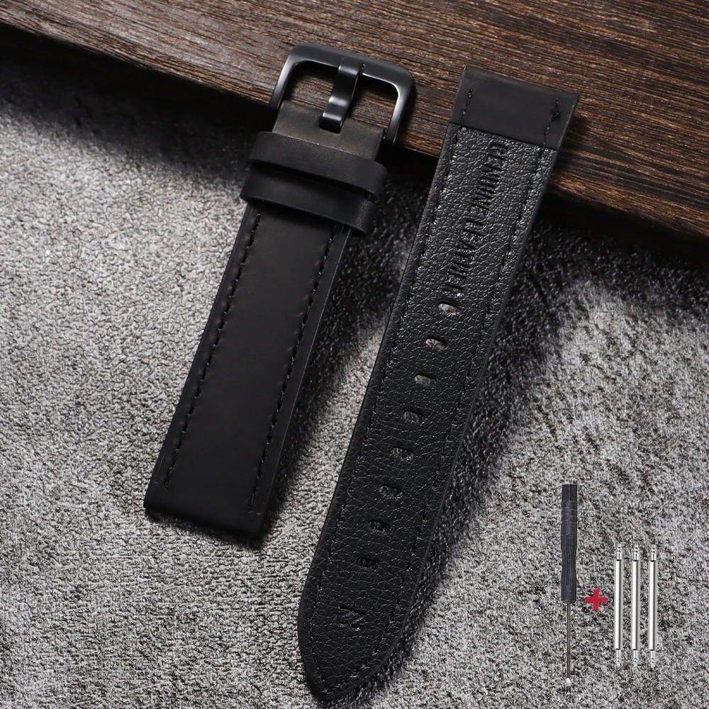 Premium Calfskin Leather Watch Strap - Dark Brown, Black, Blue