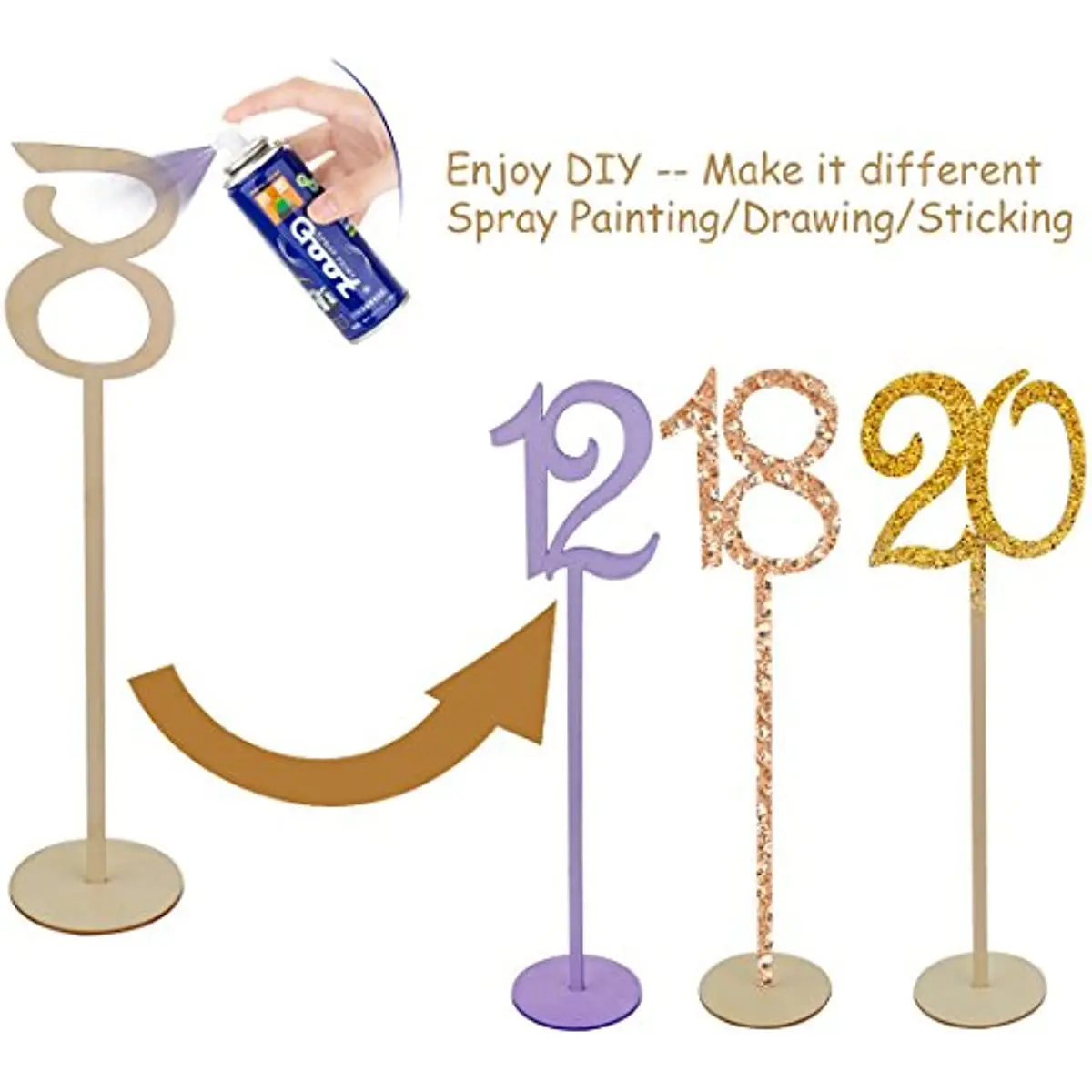 20Pc Wooden Table Numbers 1 To 20 Wood Wedding Table Number Signs with Holder Base Birthday Party Home Decoration Event Catering