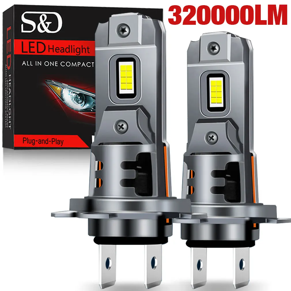320000LM Mini H7 LED Headlight Bulb Wireless 250W CSP for Car Headlamp Auto Diode Lamps H7 Turbo Led 12V 6500K