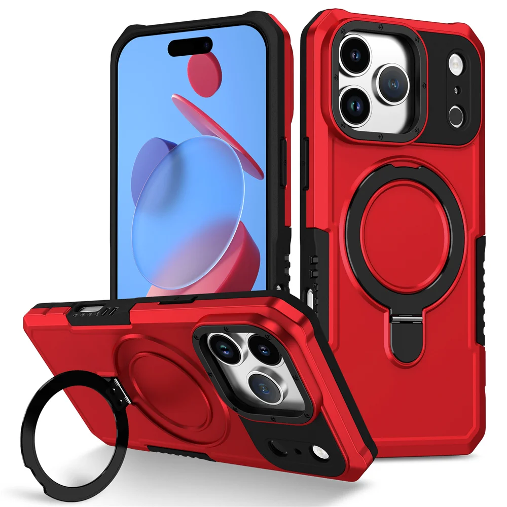 Luxury Anti-Slip Magnetic Stand Phone Case with Double Layer Shockproof Protection