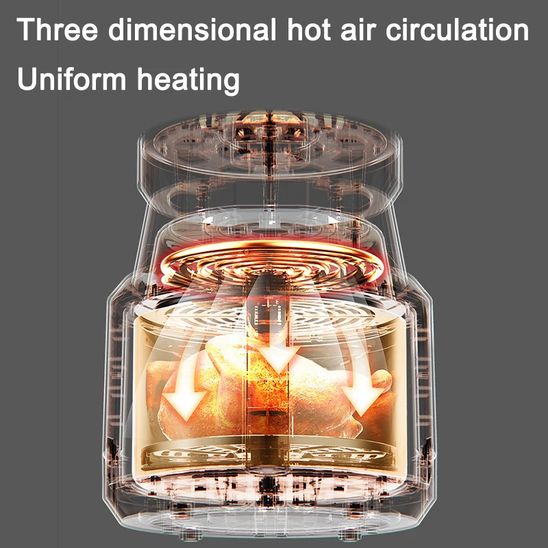 4.5L Oil Free Health Electric Deep Fryer Cooker Visual LED Toaster Chicken Air Frying Grill French Fries Oven Hot Air Dehydrator