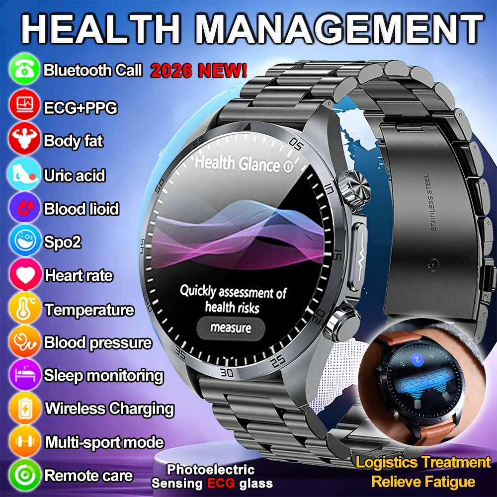 Nuovo Smartwatch 2026 con Funzioni Avanzate per il Controllo della Salute: ECG, Lipidi nel Sangue, Acido Urico, Grasso Corporeo, Impermeabile, per Uomo e Donna