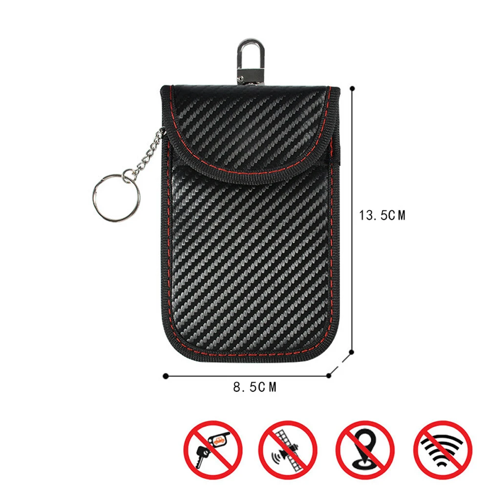 Premium Car Key Signal Blocker Pouch - Leather Anti-Theft RFID Shielding Bag