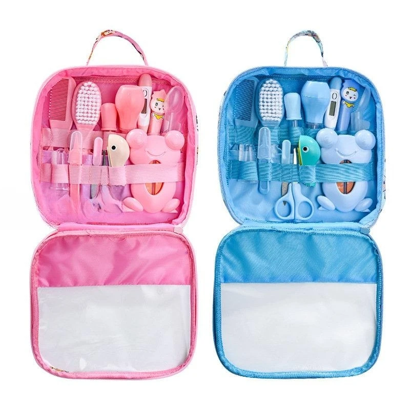 13Pcs Baby Care Kit Newborn Baby Kids Nail Hair Health Care Thermometer Grooming Brush Kit Clipper Scissor Toiletries
