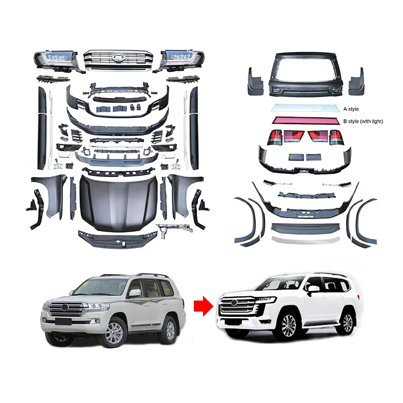 

Car Bumper Body Kit Facelift Conversion Headlight Body Kit For Land Cruiser Prado LC 200 2021 Upgrade To 2016- High