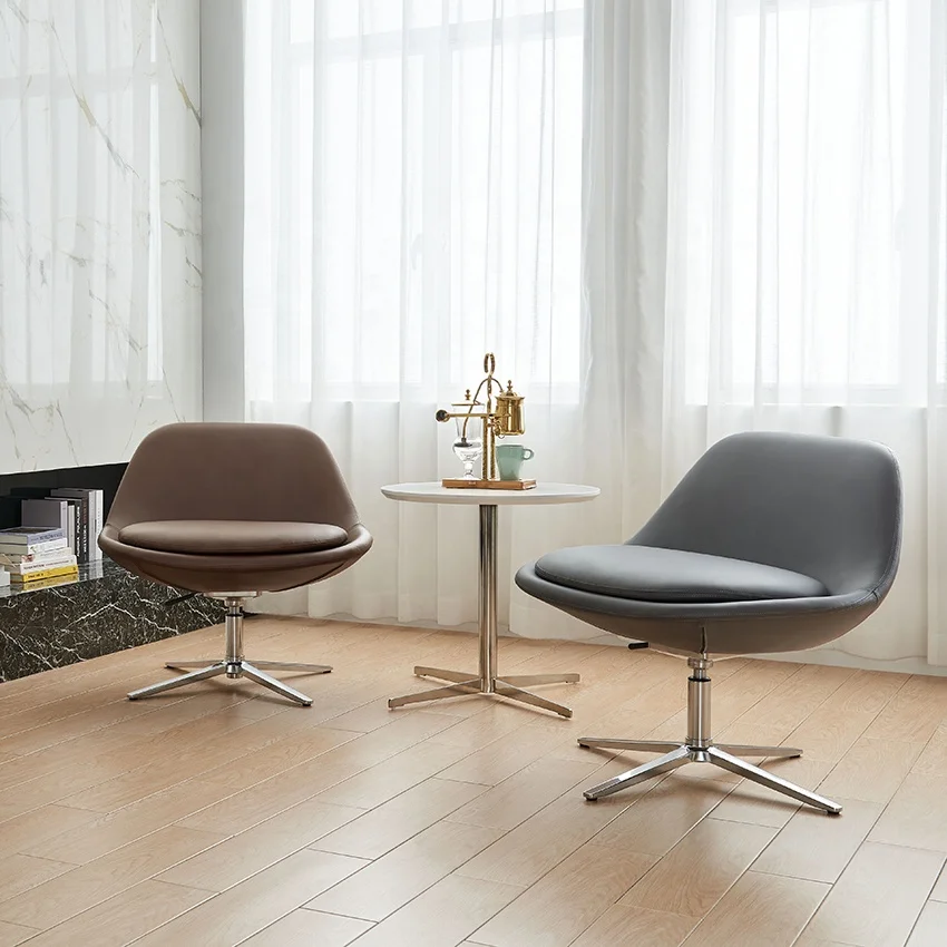 Decorative Swivel Lounge Chair Living Room Coffee Shop Chair With Aluminum Leg