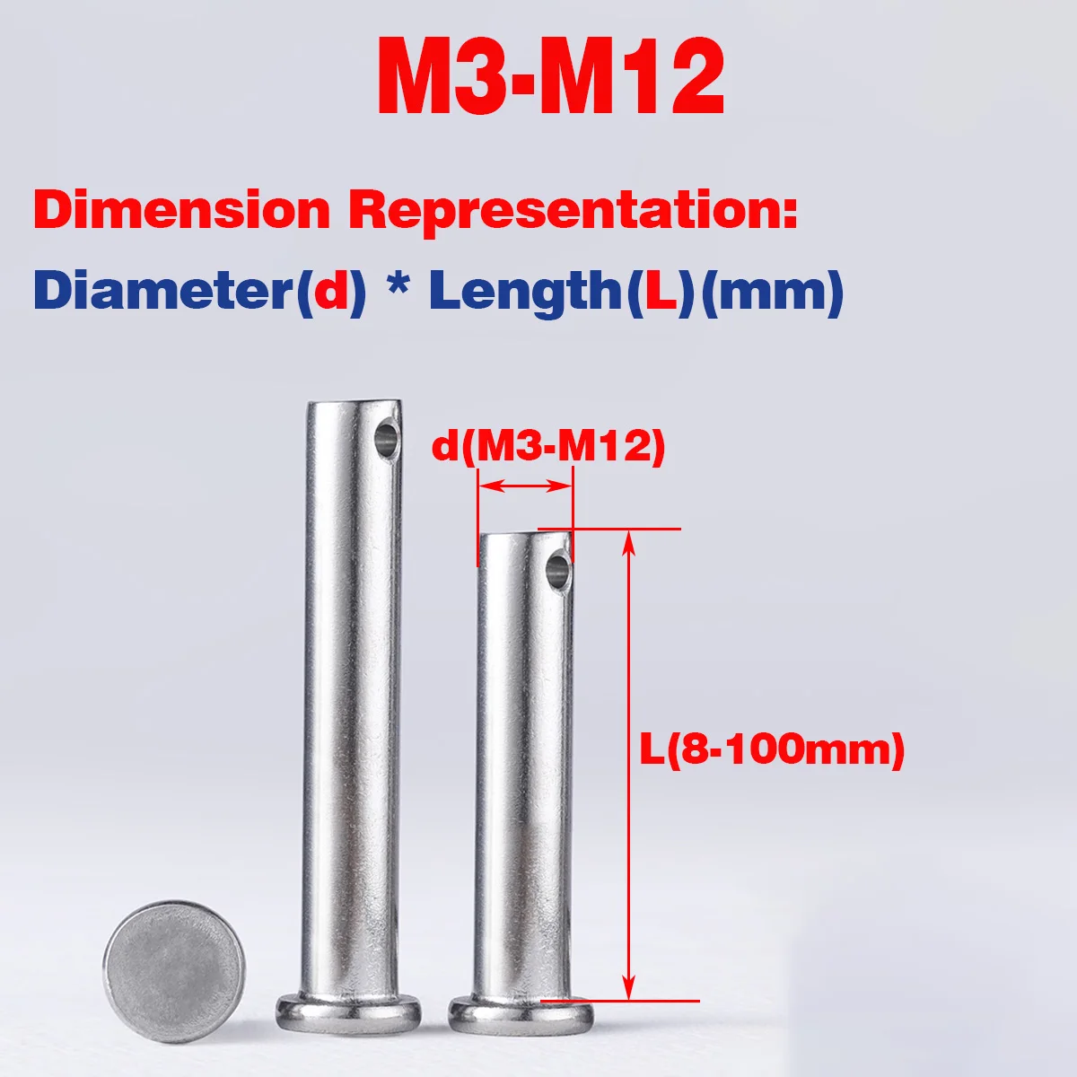 

304 SS Pin Shaft / Flat Head Cylindrical Pin With Hole Locating Pin M3-M12