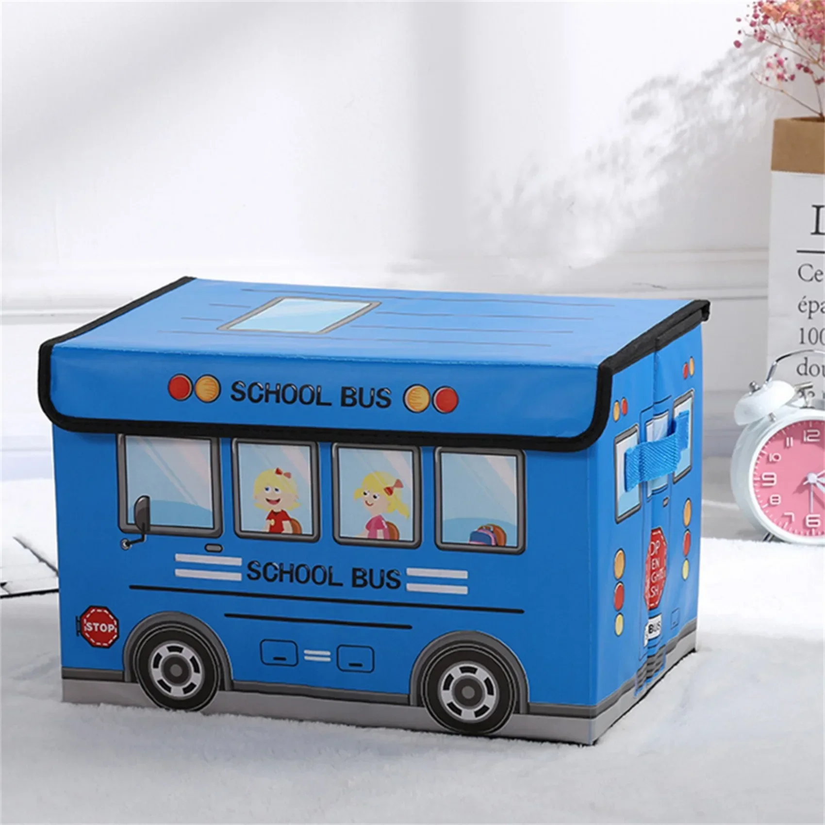 Boîte de rangement pliable, étanche et résistante à l'humidité, pour jouets, collations et autres objets, motif dessin animé, voiture et vêtements (1 pièce)._voghion.com