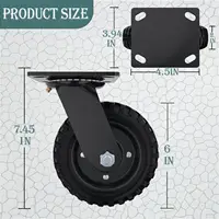 Swivel Heavy Duty Caster Wheel, 6 Inch*2, 800lb Capacity, Black Rim, Solid Rubber, Cast Iron,Outdoor, Flat Free for Carts, Dolly 2