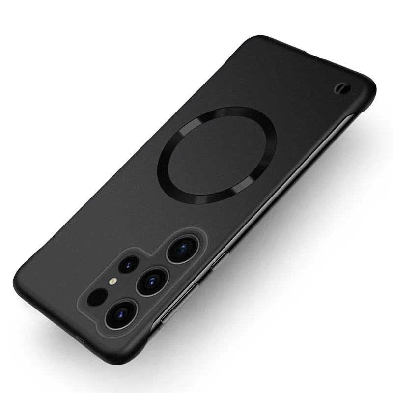 Matte Metallic Frameless PC Hard Phone Case with Magnetic Wireless Charging Capability