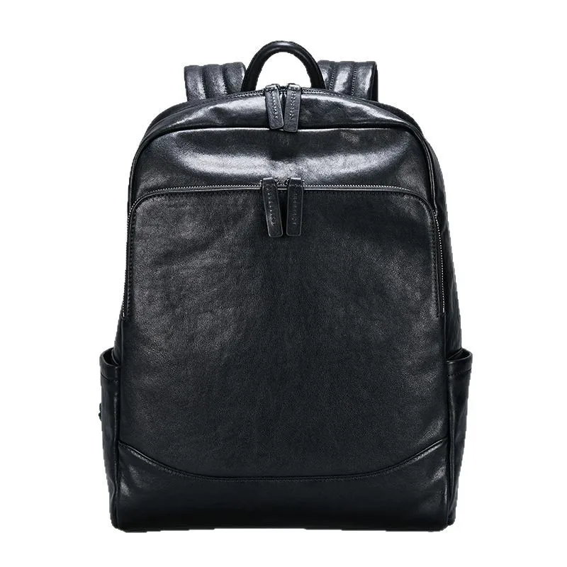 New Men Genuine Leather Backpack Vintage Vegetable Tanned Top Grain Large Capacity Business Travel Laptop Bag