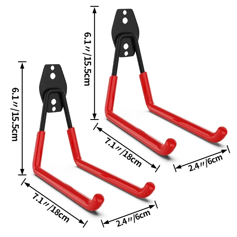 Heavy-Duty Wall-Mounted Non-Slip Metal Hook Set for Garage and Garden Tool Storage