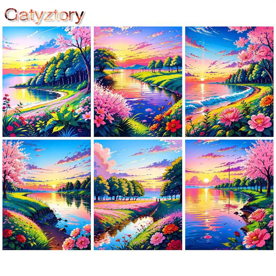 

GATYZTORY Painting By Number Scenery Lake Frameless Paint By Numbers On Canvas DIY Number Painting For Adults Kits Home Decor