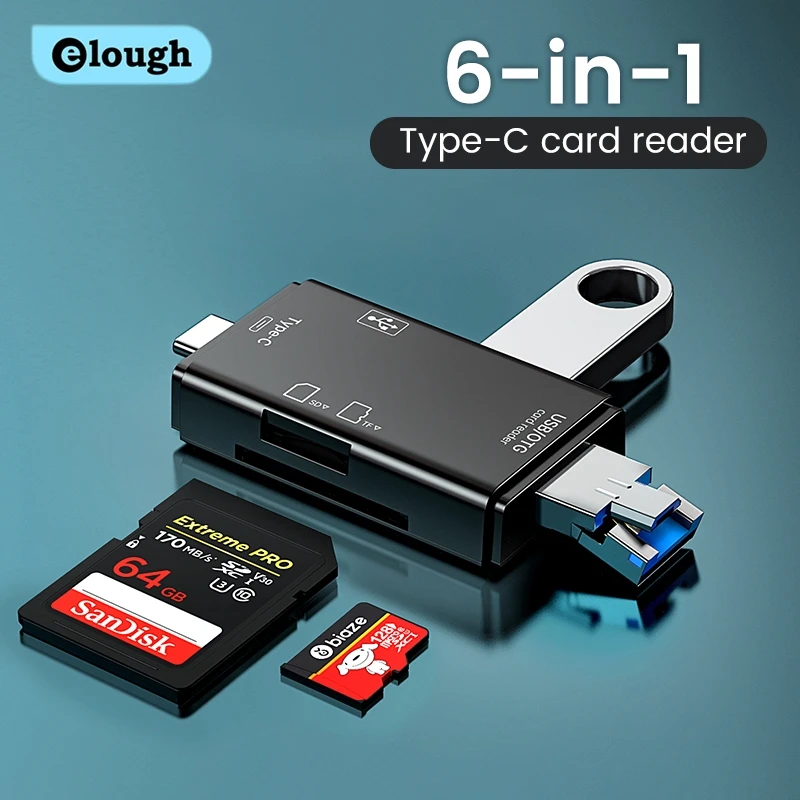 Elough 6 in 1 Kartenleser otg Typ c Micro SD Kartenleser Flash-Laufwerk Smart Memory Kartenleser USB 2,0 tf cf Kartenleser Adapter